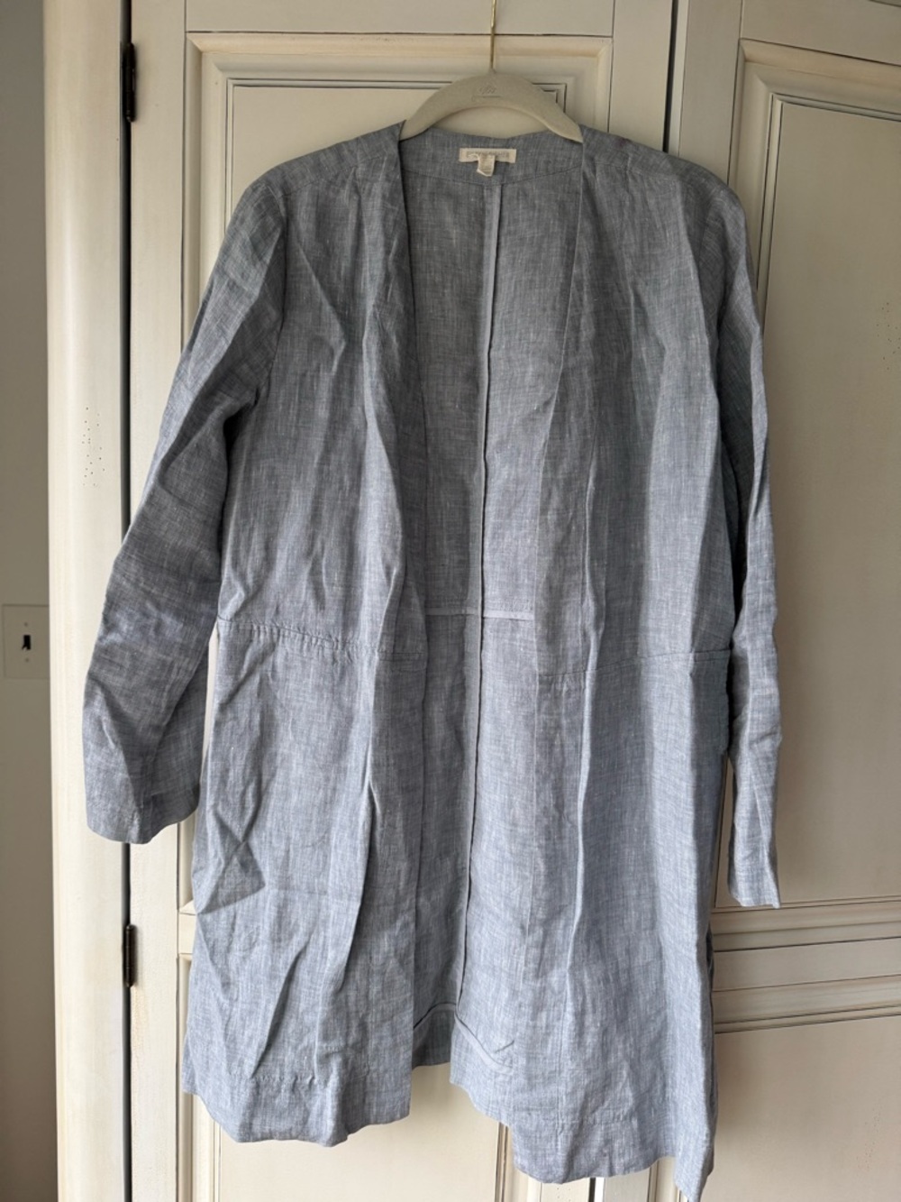 Eileen Fisher Linen Open Front Jacket - Slate Blue